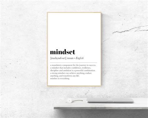 Mindset Definition Home Office Wall Art Inspirational Etsy