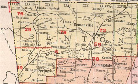 Benton County Arkansas 1909 Map County Map Arkansas