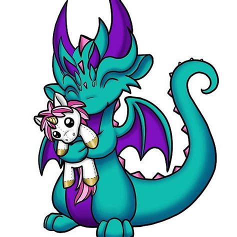 Dragon With Unicorn Plushie Baby Dragon Art Cute Dragon Drawing