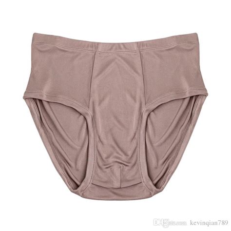 Natural Silk Mens Bikini Incontinence Briefs For Men Mid Waist Panties