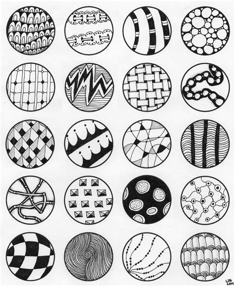 Zentangle Fill Patterns 20 Circles Filled With Zentangle Patterns