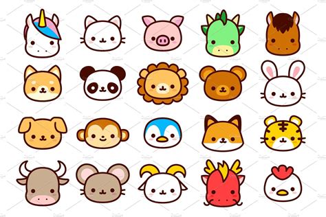 Kawaii Animals Icons Desenhos Fofos E Faceis Adesivos Bonitos Mini