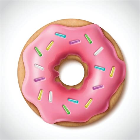 3d Realistic Vector Icon Pink Sprinkled Glazed Doughnut Isolated On