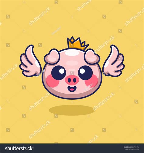 Cute Head Angel Pig Cartoon Design Stock Vector Royalty Free