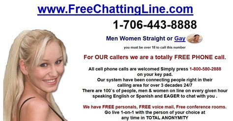 • please be patient as it could take a minute or two to establish a connection. Free trial chat line numbers indianapolis. Free trial chat ...