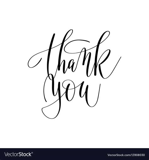 Thank You Hand Lettering Inscription Positive Vector Image