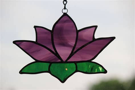 Purple Lotus Flower Etsy Stained Glass Flowers Purple Lotus Flower