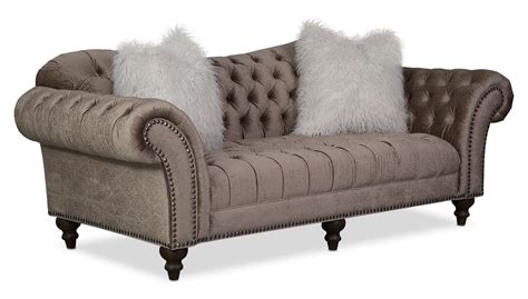Living Room Furniture Brittney Sofa Champagne Sofa And Loveseat