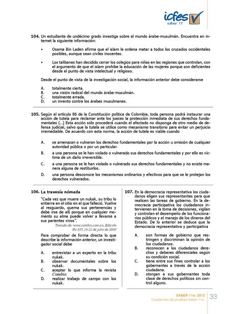 Cuadernillo De Orientaciones Sobre Pruebas Saber 11° By Pedro Soto Issuu