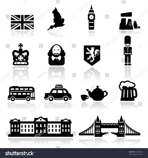 Icons Set British Culture Stock Vector 92340925 Shutterstock