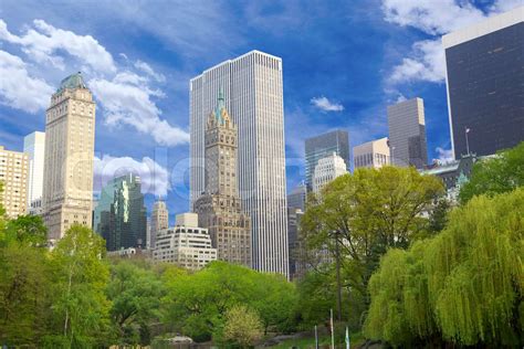 Central Park With Manhattan Skyline New York Stock Image Colourbox