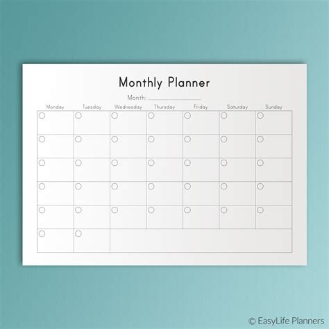 Monthly Planner Printable A4 Inserts Undated Calendar Pdf Etsy
