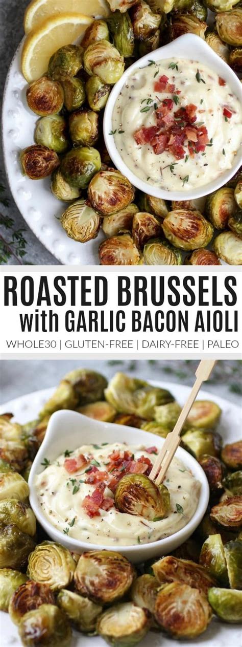 Topped with crunchy breadcrumbs & savory smoked bacon. Roasted Brussels Sprouts with Garlic Bacon Aioli | Recipe ...