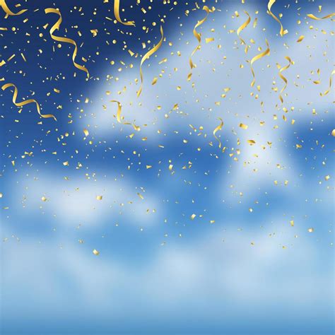 Gold Confetti On Blue Sky Background 1105437 Vector Art At Vecteezy