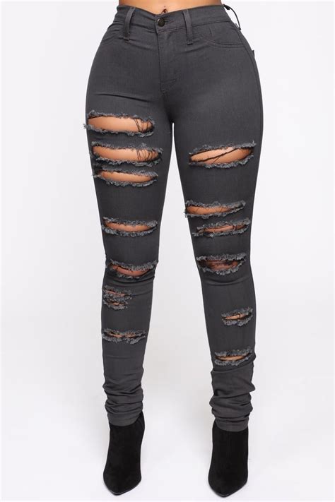 Slash And Burn Jeans Grey Fashion Nova Womens Ripped Jeans Chic Black Outfits Cute