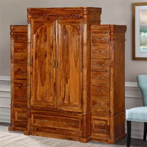 Royal Elizabethan Solid Wood 15 Drawer Large Bedroom Wardrobe Armoire