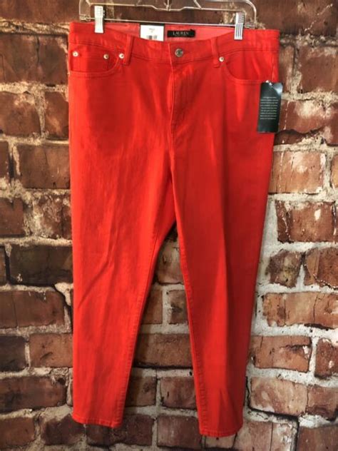Lauren Ralph Lauren Womens Jeans Red Premier Skinny Cropped RN41381