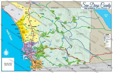 San Diego County Map Full No Zip Codes Otto Maps