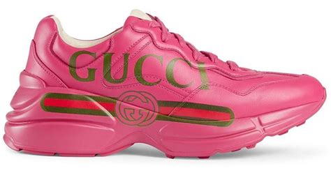 Gucci Rhyton Leather Sneakers In Fuchsia Pink Save 5 Lyst