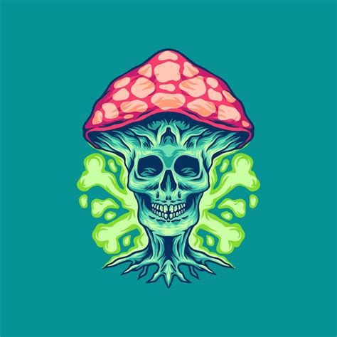 Premium Vector Magic Mushroom Skull Illustration