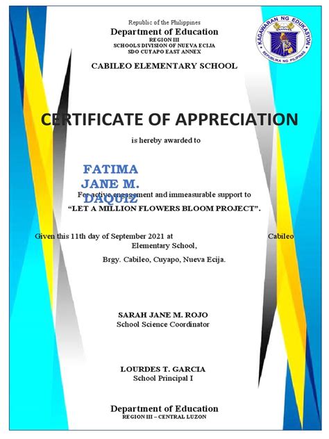 Brigada Eskwela Certificate Of Appreciation Pdf