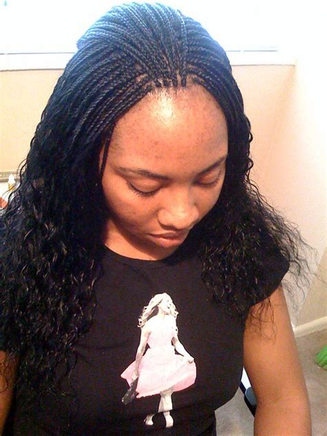 You can start braiding from the temple until you reach the bottom part. micro braids wet n wavy | Eleanor | Flickr