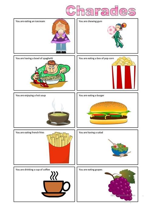 Food Charades English Esl Worksheets For Distance Learning And
