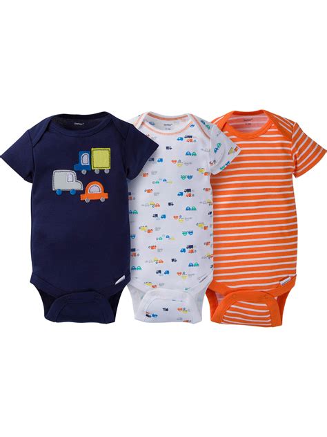 Gerber Newborn Baby Boy Assorted Short Sleeve Onesies Bodysuits 3 Pack