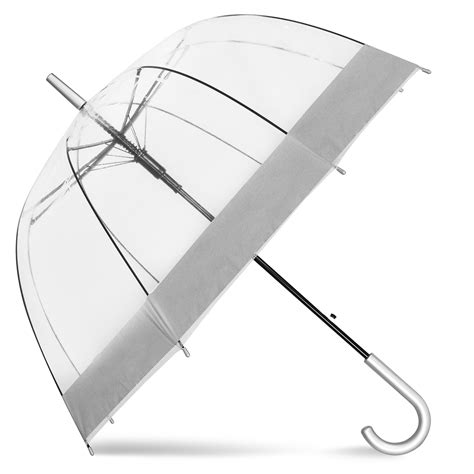 Large Clear See Through Dome Umbrella Ladies Transparent Walking Rain