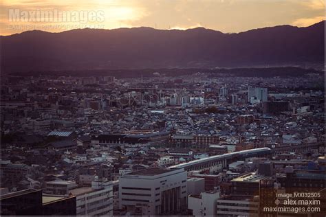 Photo Of Kyoto Aerial Sunset City Scenery Landscape With Departing