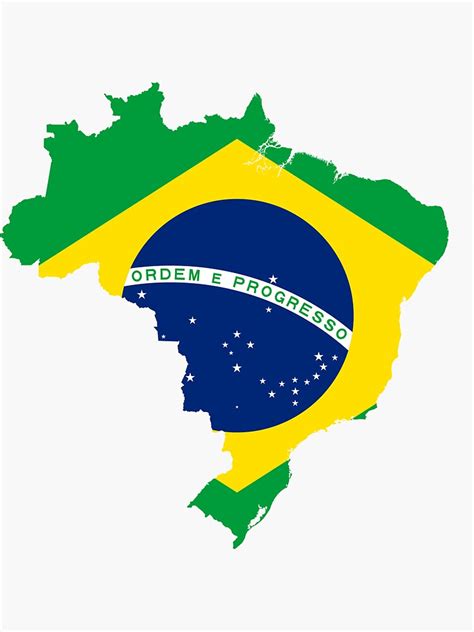 Brazil Flag Map Sticker By Abbeyz71 Redbubble