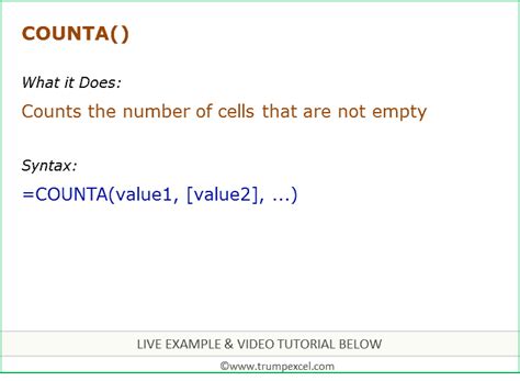 How To Use Excel Counta Function Examples Video