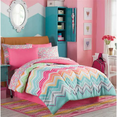 Rainbow Sherbet Chevron Teen Girls Colorful Twin Comforter Set 6