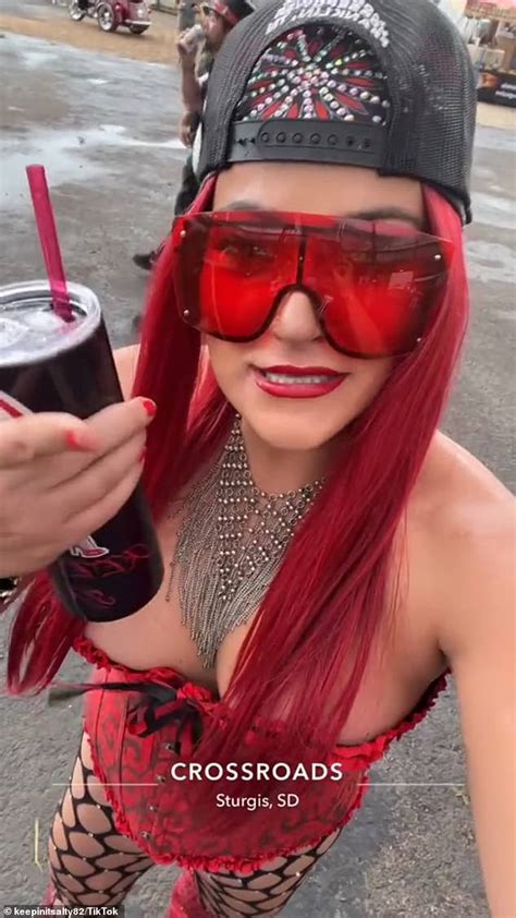 Very Racy Sturgis Motorbike Rally Sees Man Guzzle Beer Out Of