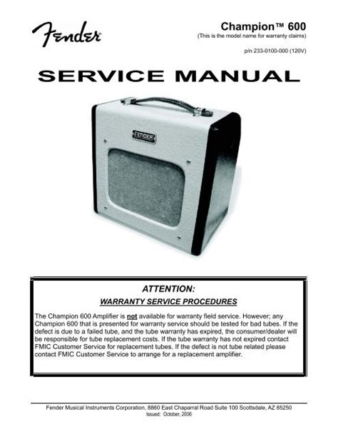 Fender Champion 600 Service Manual Amp Archives