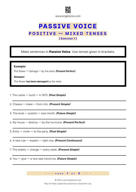 Worksheet On Passive Voice Mixed Tenses Positive And Negative Sexiz Pix