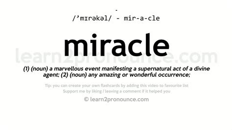 Pronunciation Of Miracle Definition Of Miracle Youtube
