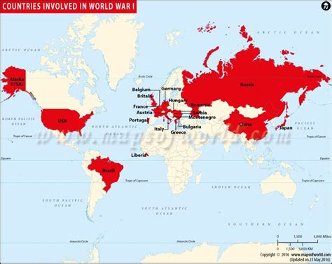 Download Involved World War 1 Countries Map Background