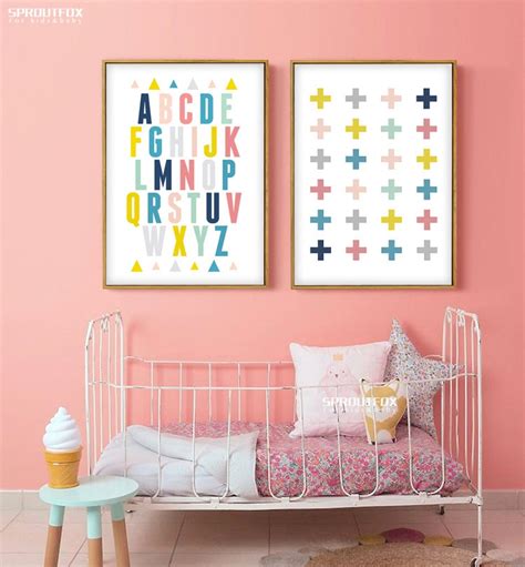 Colorful English Alphabets Typography Poster Kids Nursery Print Art