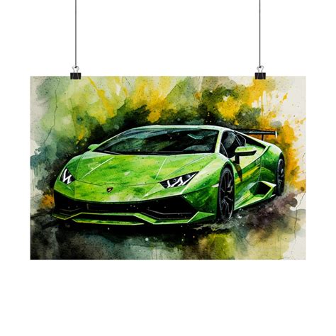 Lamborghini Wall Art Lamborghini Poster Green Lamborghini Sports Car