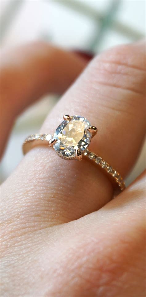 Classic Simple Beautiful Custom Rose Gold Oval Diamond Engagement