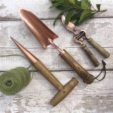 Set Of Three Personalised Copper Plated Garden Tools By Hunter Gatherer