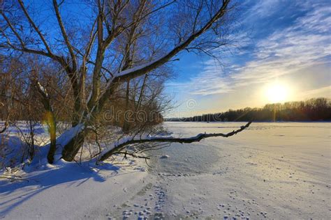 Winter Scene On River Stock Photo Image Of Dusk Nature 37466868