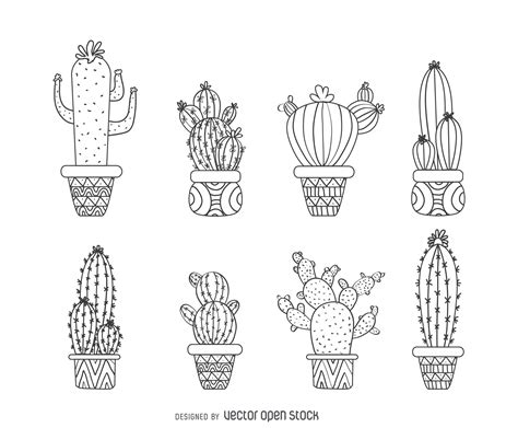 Cactus drawing cactus painting cactus art cactus plants indoor cactus leaves illustration art deco illustration cute kawaii i've also included the cacti in black and white. Set of illustrated cactus outlines featuring multiple ...