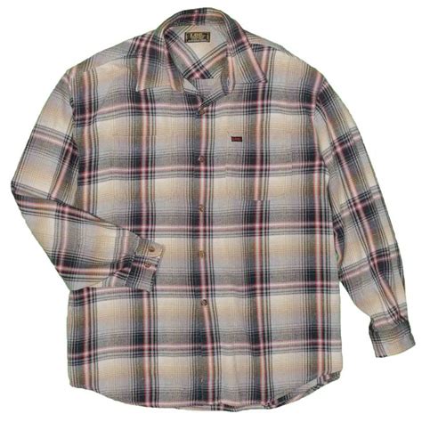 Lee Mens Shirt Xl Vintage Sanforized Heavy Duty Flannel Work Wear Lon