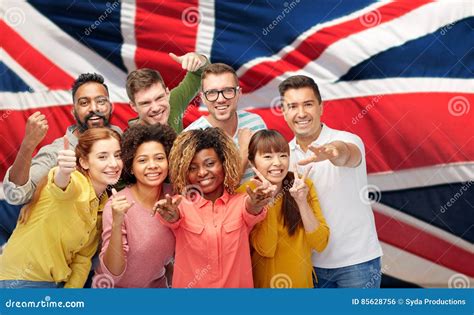 International People Gesturing Over British Flag Stock Photo Image Of