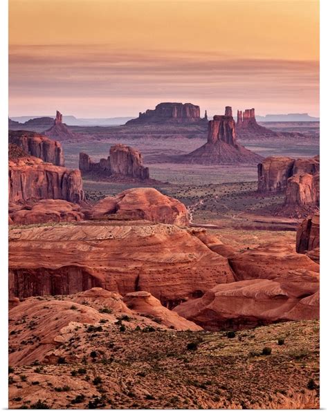 Arizona Monument Valley View From Hunts Mesa At Dawn Poster Print