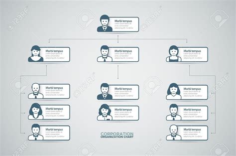 Detail Corporate Organization Chart With Business People Icons Vector