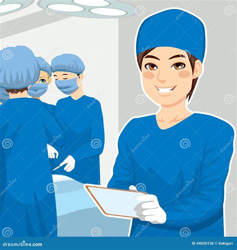 Male Surgical Nurse With Tablet Stock Vector Illustration Of Clinic