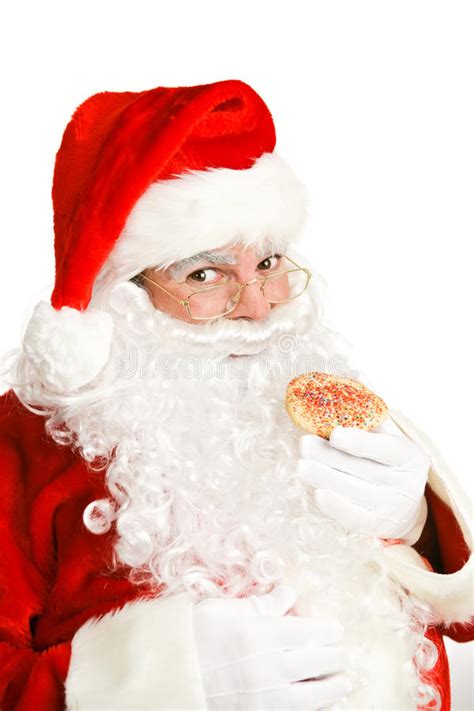 Santa Eating Christmas Cookie Stock Photo Image Of Smile Event 33996502